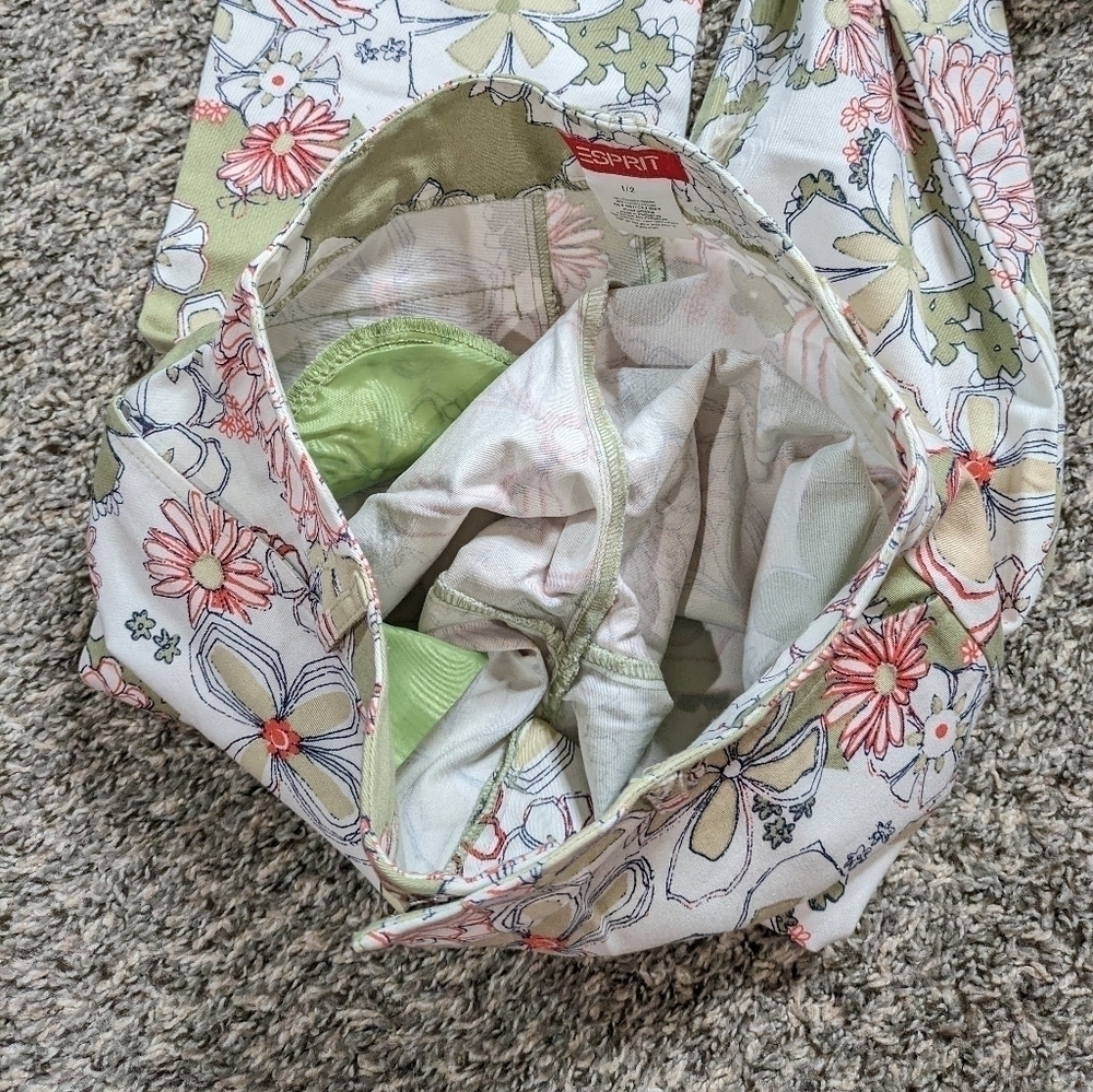 Esprit Floral Print Green and Pink Wide-Leg Pants - Picture 8 of 11